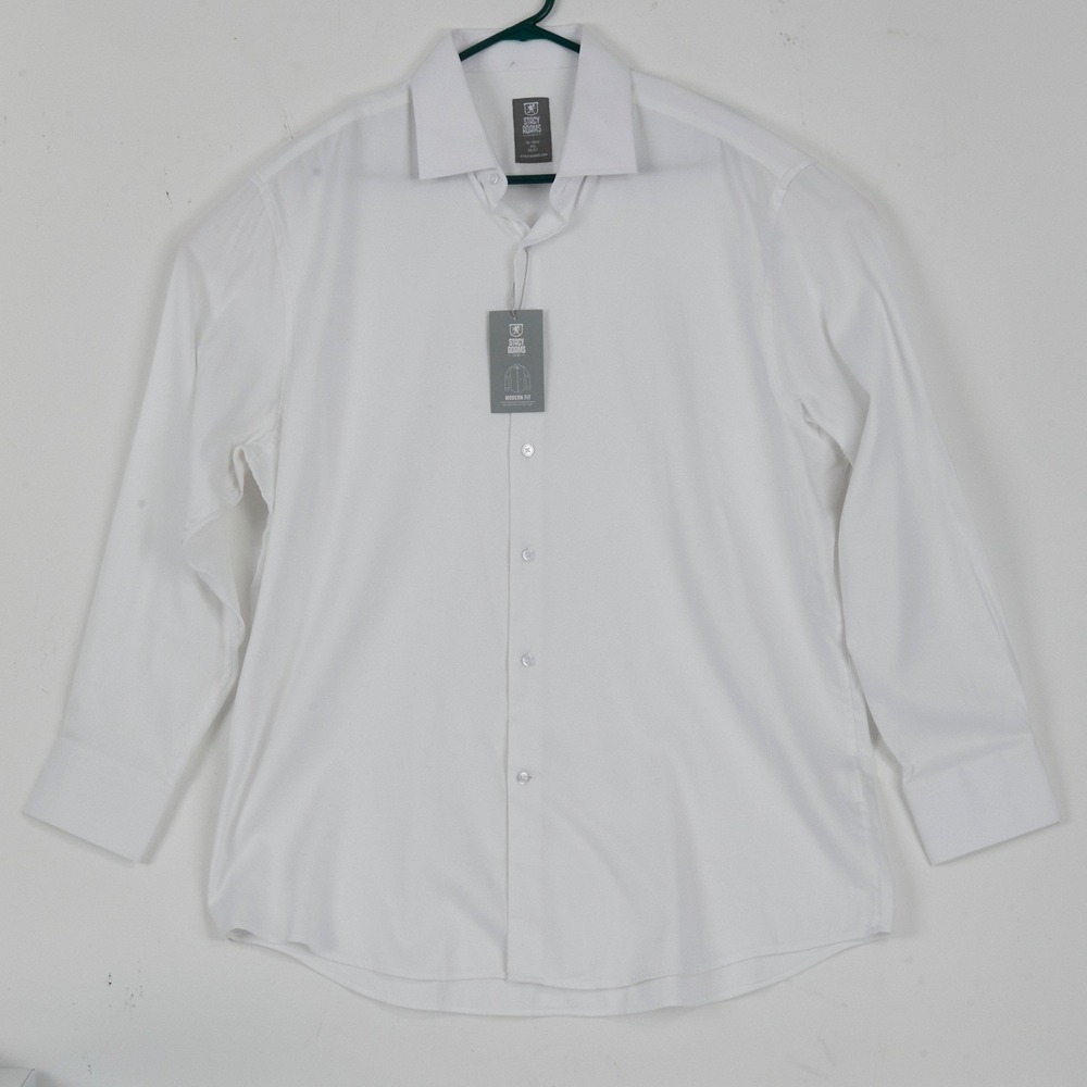 Stacy Adams Modern Fit White Dress Shirt 18 1/2 Neck 36 37 Sleeve 2XL READ - Picture 3 of 16